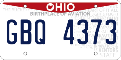 OH license plate GBQ4373