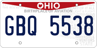 OH license plate GBQ5538
