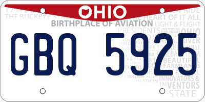 OH license plate GBQ5925
