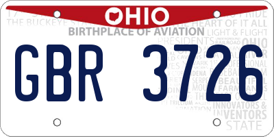 OH license plate GBR3726