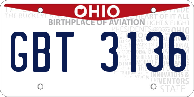 OH license plate GBT3136