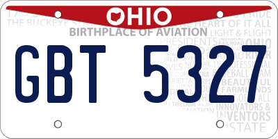 OH license plate GBT5327