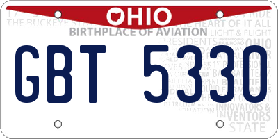 OH license plate GBT5330