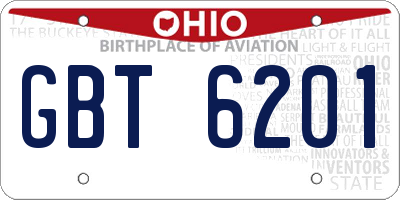 OH license plate GBT6201