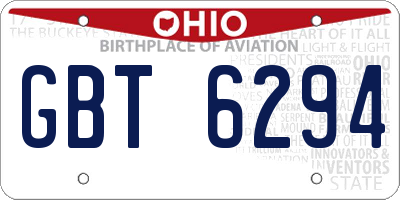 OH license plate GBT6294