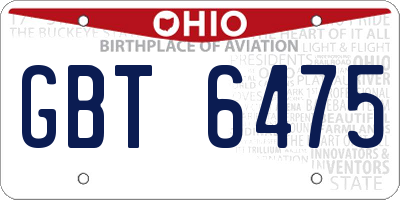 OH license plate GBT6475
