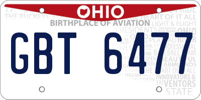 OH license plate GBT6477