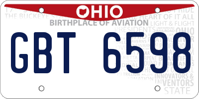 OH license plate GBT6598