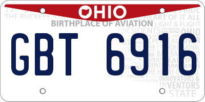 OH license plate GBT6916