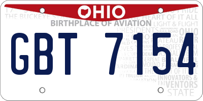 OH license plate GBT7154