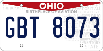 OH license plate GBT8073