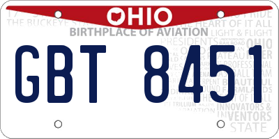 OH license plate GBT8451