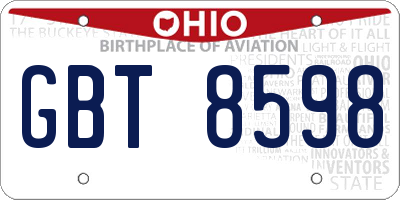 OH license plate GBT8598
