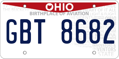 OH license plate GBT8682