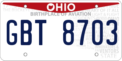OH license plate GBT8703