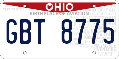 OH license plate GBT8775