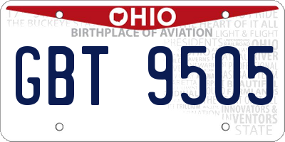 OH license plate GBT9505