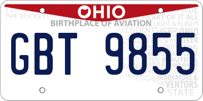 OH license plate GBT9855