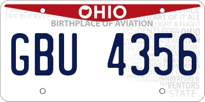 OH license plate GBU4356