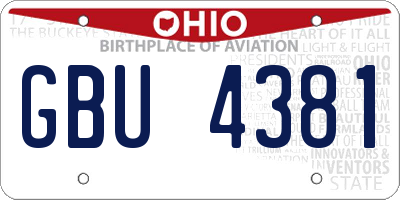 OH license plate GBU4381