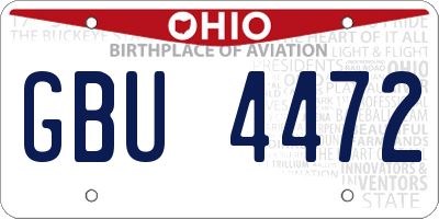 OH license plate GBU4472