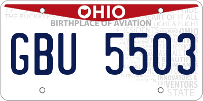 OH license plate GBU5503
