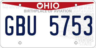 OH license plate GBU5753