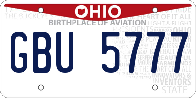 OH license plate GBU5777