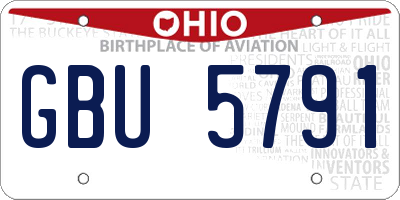 OH license plate GBU5791