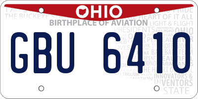 OH license plate GBU6410