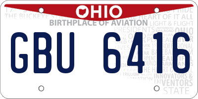OH license plate GBU6416