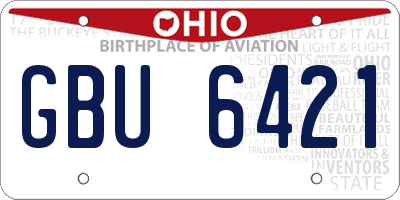 OH license plate GBU6421