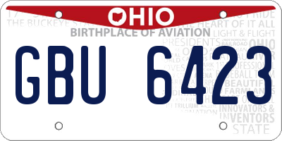 OH license plate GBU6423