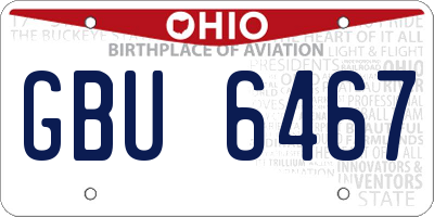 OH license plate GBU6467