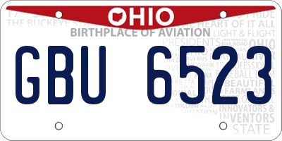 OH license plate GBU6523
