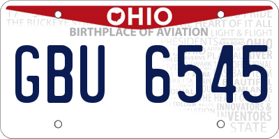 OH license plate GBU6545