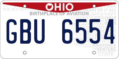 OH license plate GBU6554