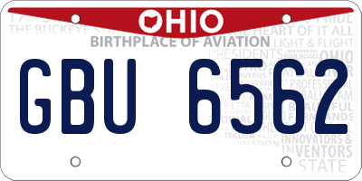OH license plate GBU6562