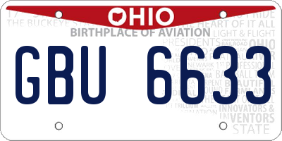 OH license plate GBU6633