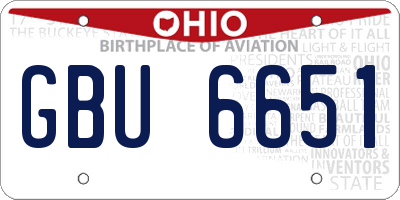 OH license plate GBU6651