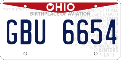 OH license plate GBU6654