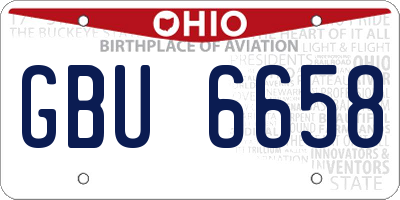OH license plate GBU6658