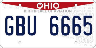 OH license plate GBU6665