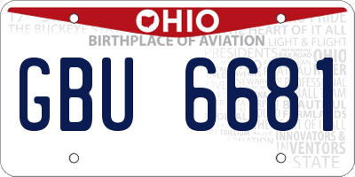 OH license plate GBU6681