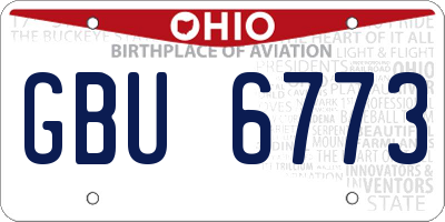 OH license plate GBU6773