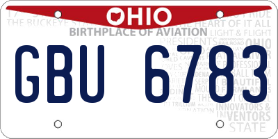 OH license plate GBU6783