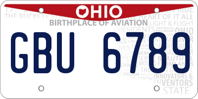 OH license plate GBU6789