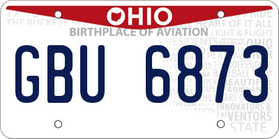OH license plate GBU6873