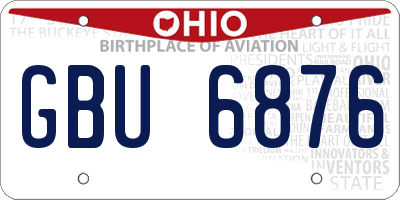OH license plate GBU6876