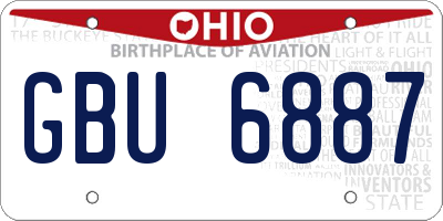 OH license plate GBU6887